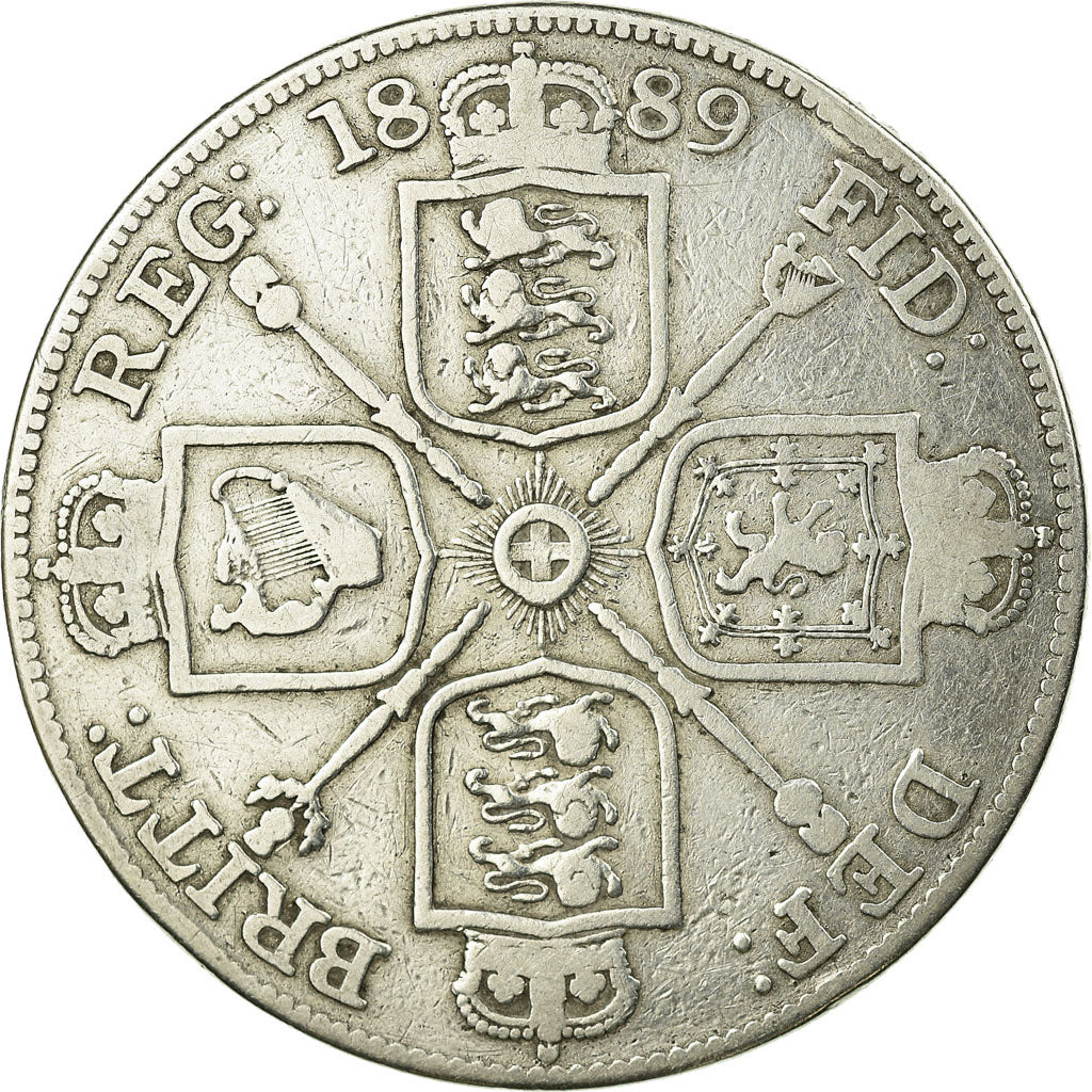 Coin, Great Britain, Victoria, Double Florin, 1889, VF(30-35), Silver, KM:763