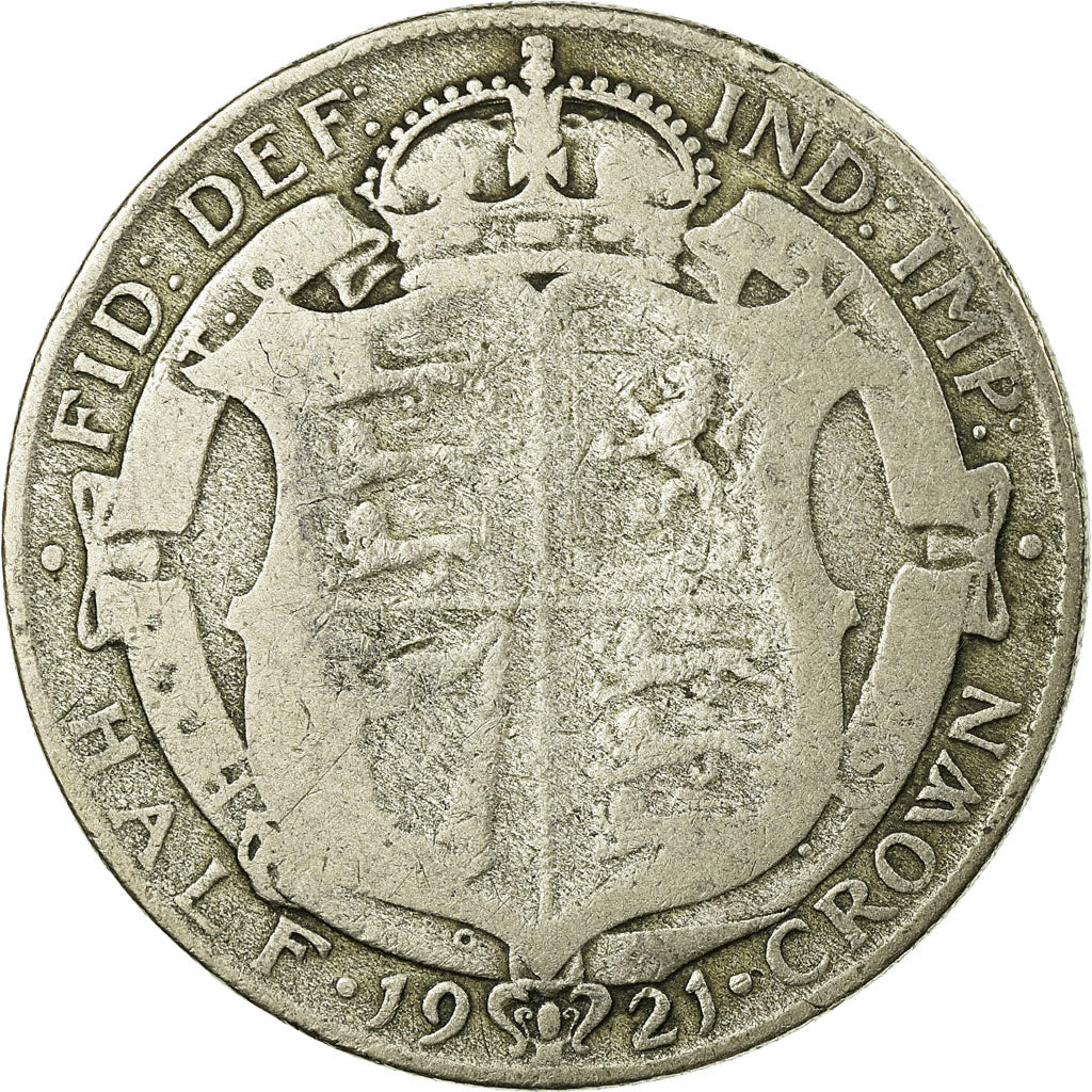 Moneda, Gran Bretaña, George V, 1/2 Crown, 1921, BC+, Plata, KM:818.1a