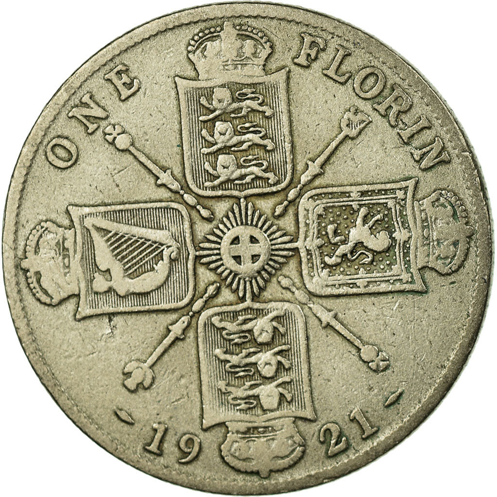 Coin, Great Britain, George V, Florin, Two Shillings, 1921, VF(20-25), Silver