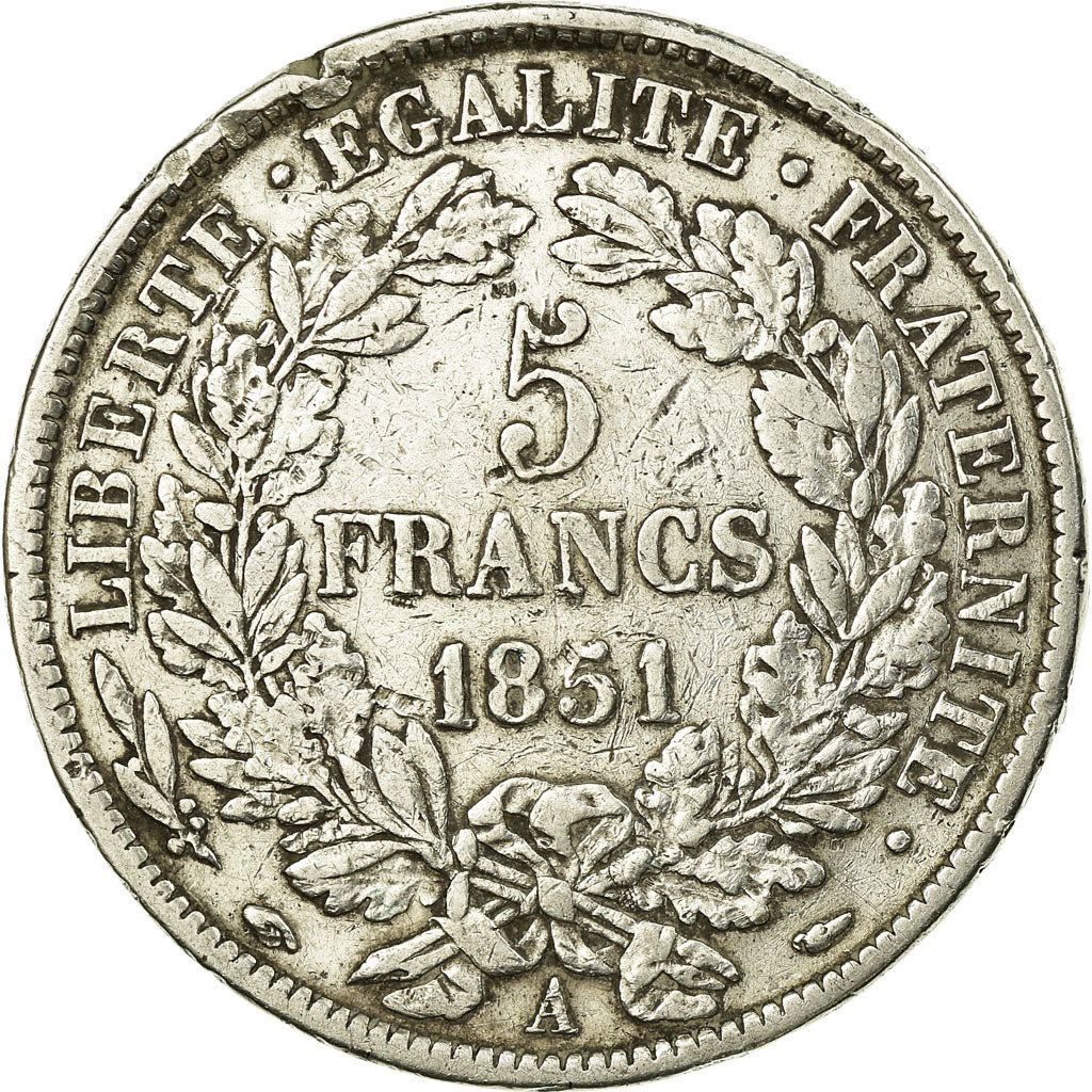 Coin, France, Cérès, 5 Francs, 1851, Paris, VF(30-35), Silver, KM:761.1
