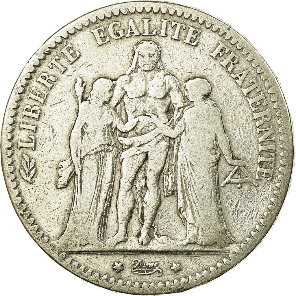 Coin, France, Hercule, 5 Francs, 1873, Bordeaux, VF(20-25), Silver, KM:820.2