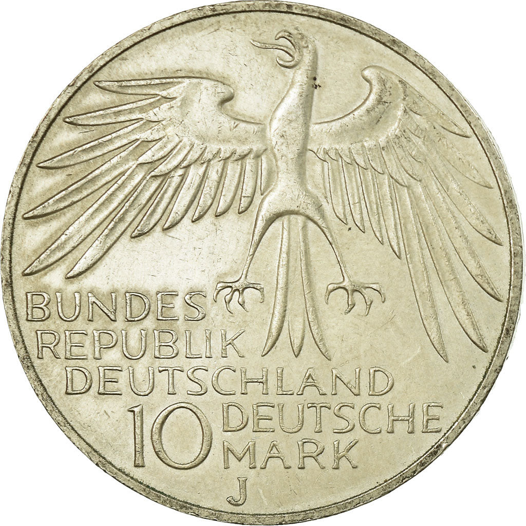 Monnaie, République fédérale allemande, 10 Mark, 1972, Hambourg, TB+, Argent