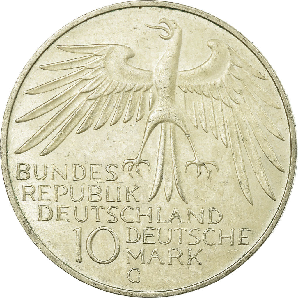 Munten, Federale Duitse Republiek, 10 Mark, 1972, Karlsruhe, ZF, Zilver, KM:133