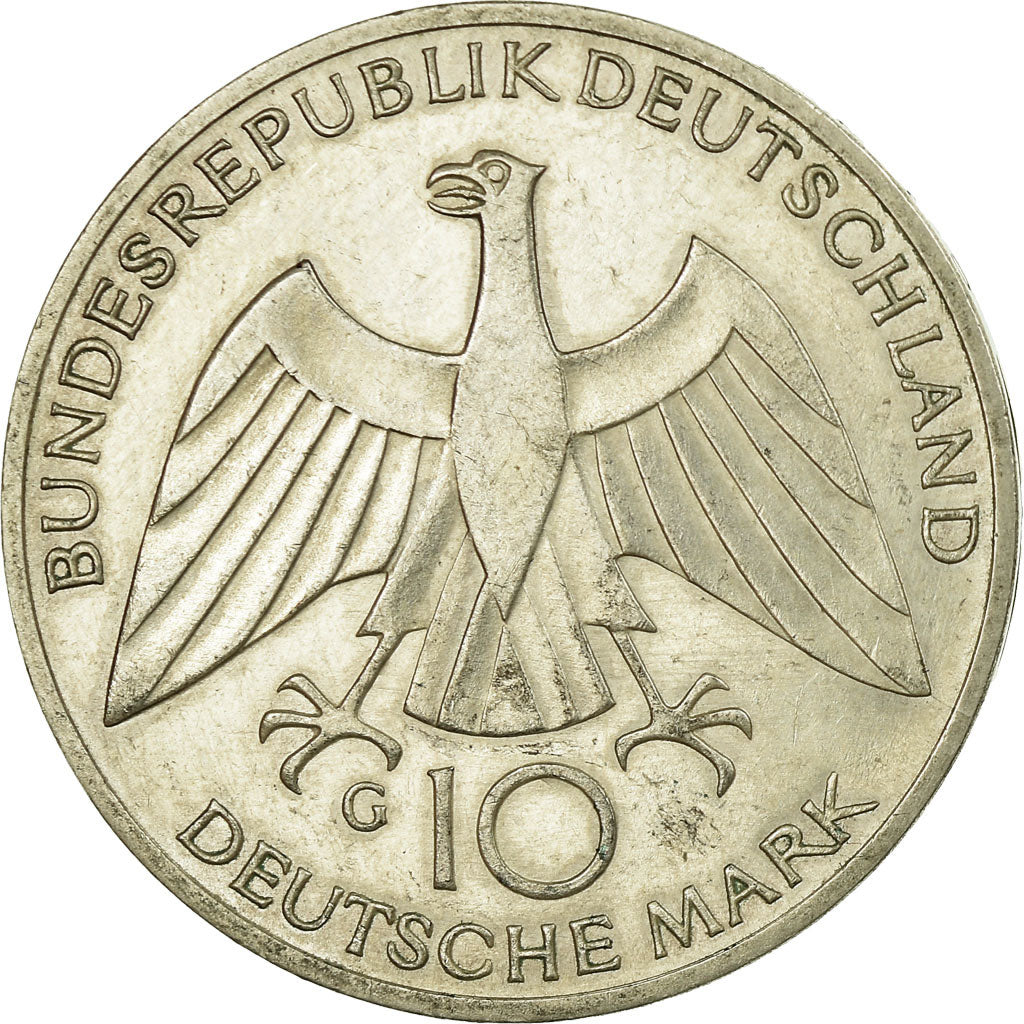 Coin, GERMANY - FEDERAL REPUBLIC, 10 Mark, 1972, Karlsruhe, EF(40-45), Silver