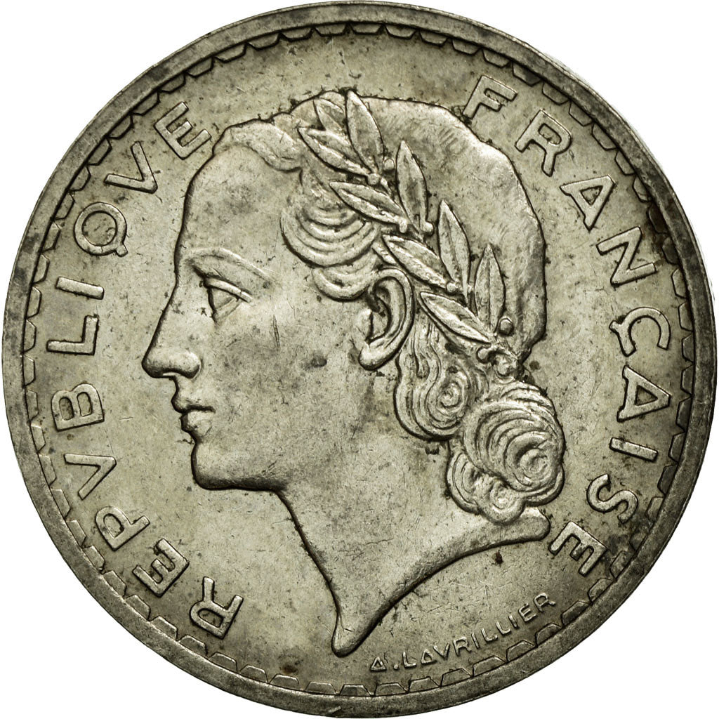 Coin, France, Lavrillier, 5 Francs, 1938, EF(40-45), Nickel, KM:888, Gadoury:760