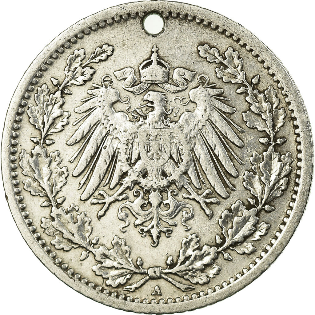 Coin, GERMANY - EMPIRE, 1/2 Mark, 1907, Berlin, EF(40-45), Silver, KM:17