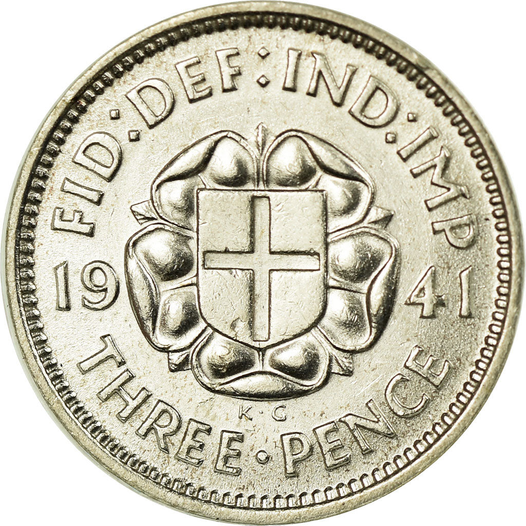 Coin, Great Britain, George VI, 3 Pence, 1941, AU(55-58), Silver, KM:848