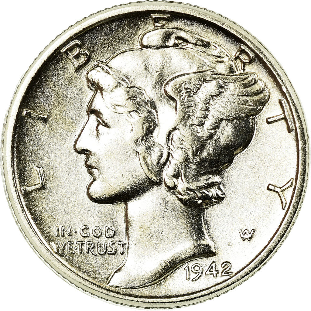Coin, United States, Mercury Dime, Dime, 1942, U.S. Mint, Denver, AU(55-58)