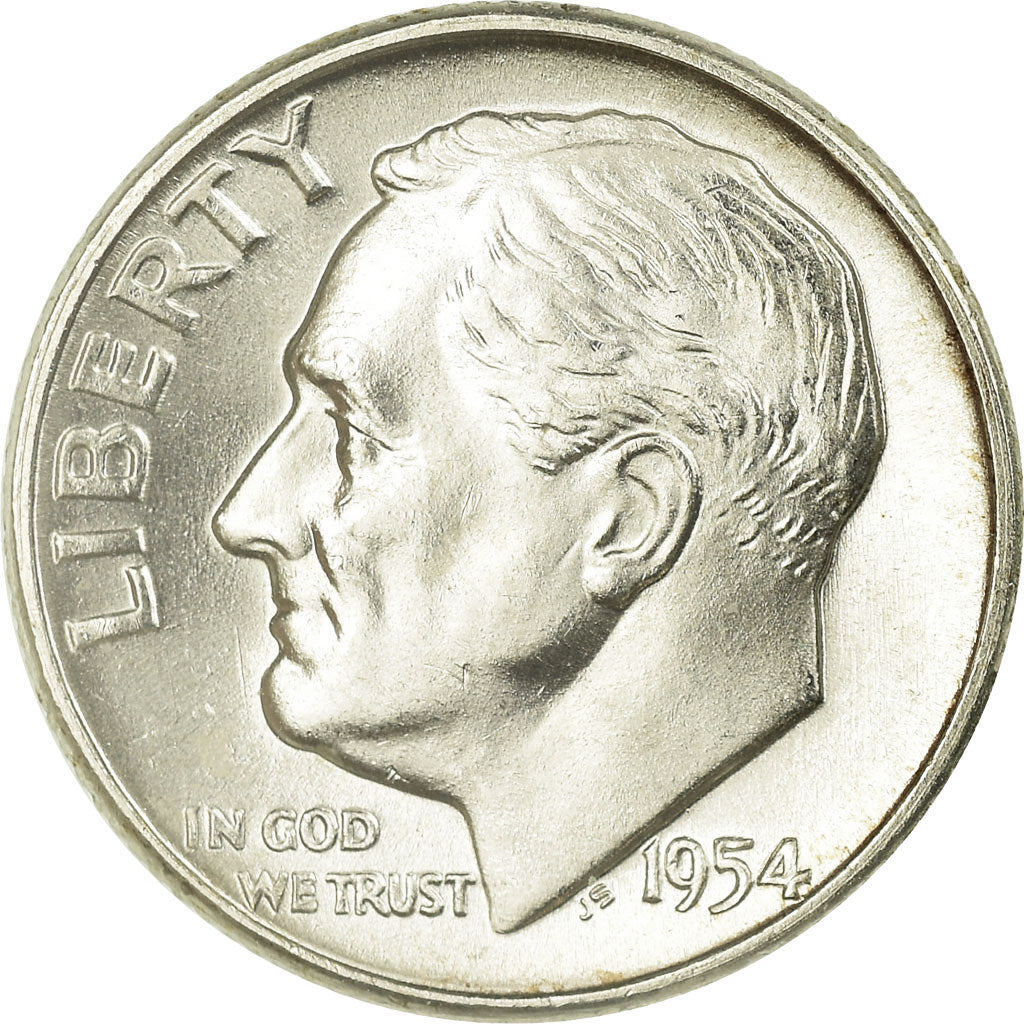Coin, United States, Roosevelt Dime, Dime, 1954, U.S. Mint, Philadelphia