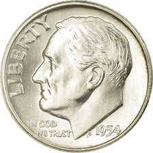Coin, United States, Roosevelt Dime, Dime, 1954, U.S. Mint, Philadelphia