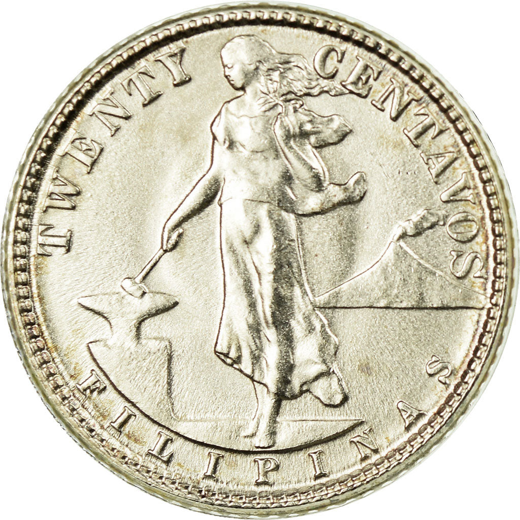 Moneta, Filippine, 20 Centavos, 1945, SPL, Argento, KM:182
