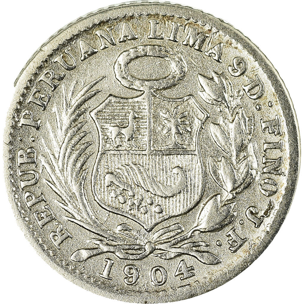 Coin, Peru, 1/2 Dinero, 1904/804, Lima, AU(55-58), Silver, KM:206.2