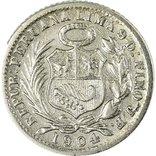 Coin, Peru, 1/2 Dinero, 1904/804, Lima, AU(55-58), Silver, KM:206.2
