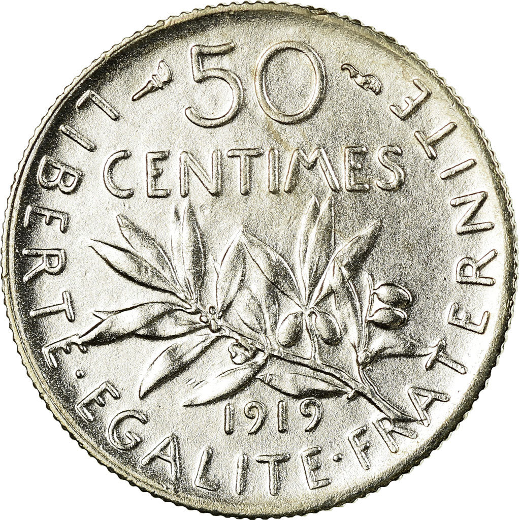 Münze, Frankreich, Semeuse, 50 Centimes, 1919, Paris, VZ, Silber, KM:854
