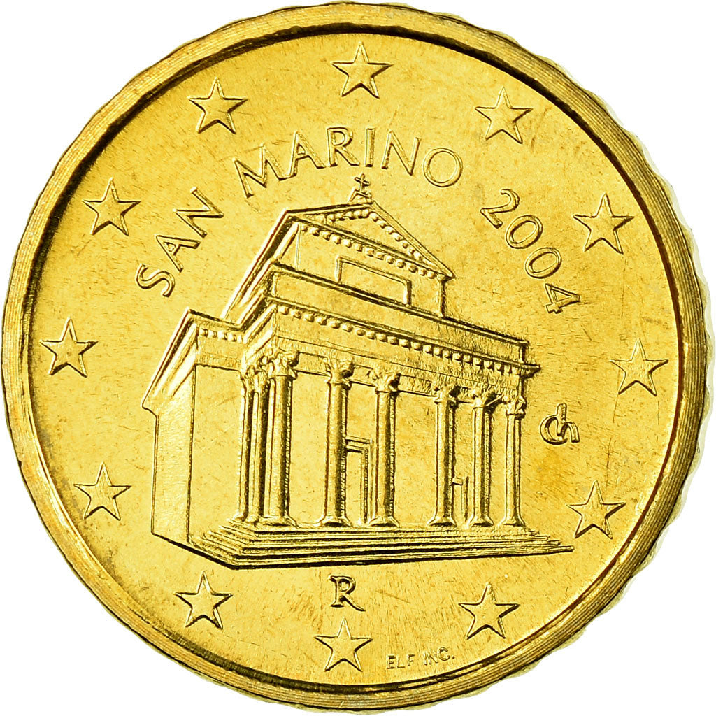 San Marino, 10 Euro Cent, 2004, MS(63), Brass, KM:443