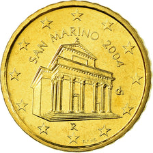 San Marino, 10 Euro Cent, 2004, MS(63), Brass, KM:443