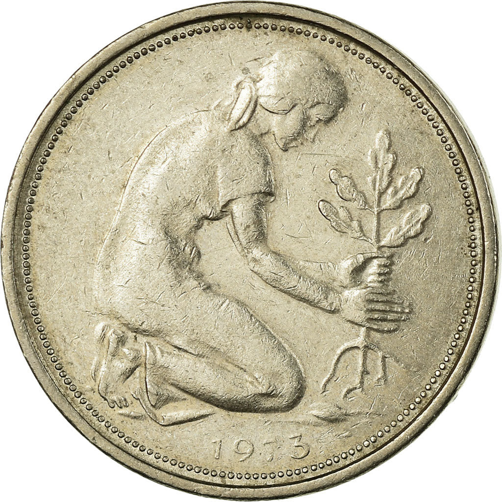 Moneta, GERMANIA - REPUBBLICA FEDERALE, 50 Pfennig, 1973, Karlsruhe, BB