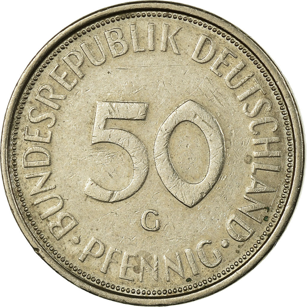 Moneta, GERMANIA - REPUBBLICA FEDERALE, 50 Pfennig, 1973, Karlsruhe, BB