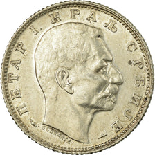 Coin, Serbia, Peter I, Dinar, 1915, Paris, EF(40-45), Silver, KM:25.3