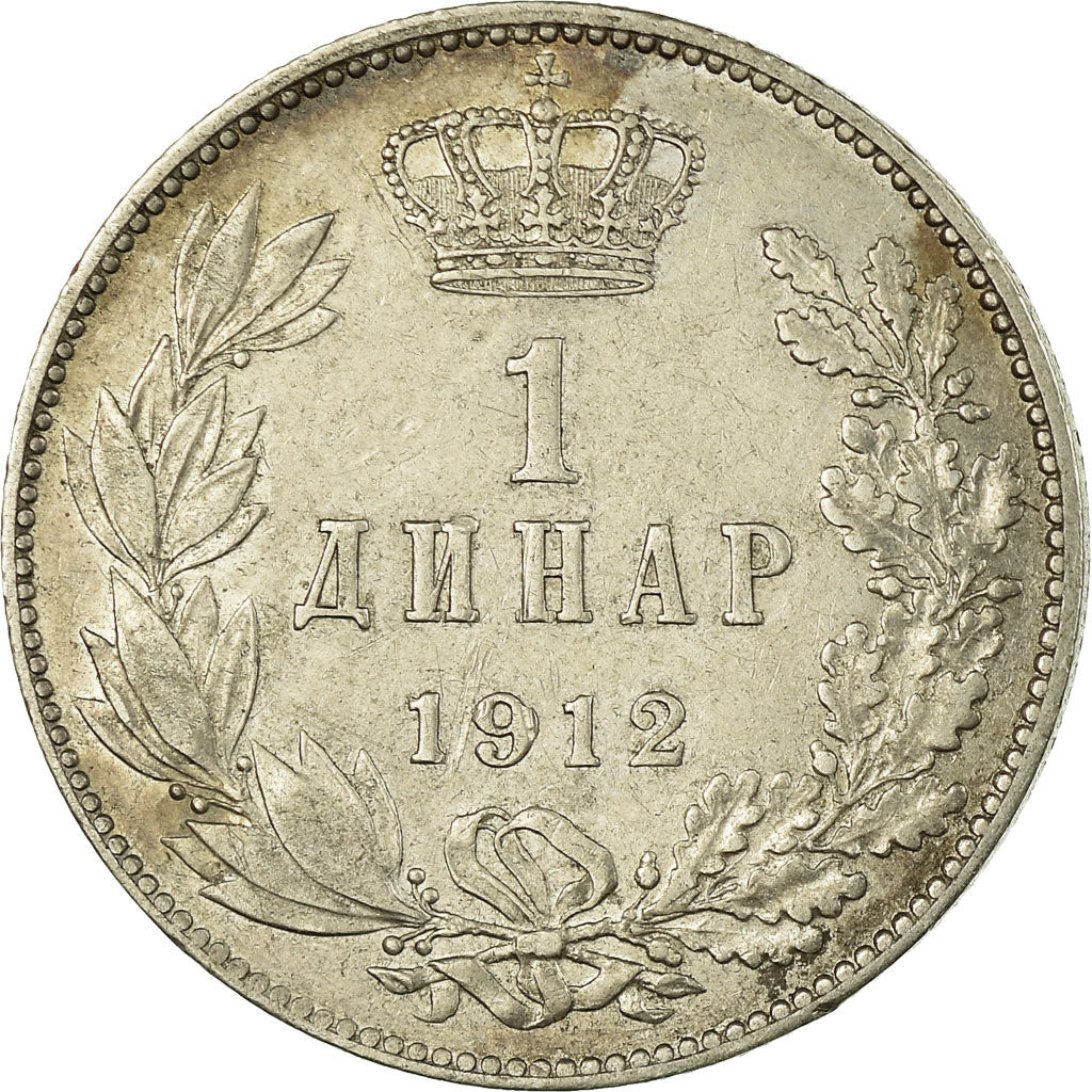 Moeda, Sérvia, Peter I, Dinar, 1912, EF(40-45), Prata, KM:25.1