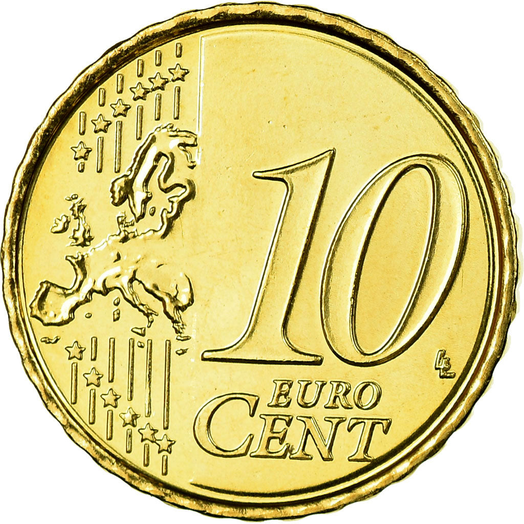 Belgium, 10 Euro Cent, 2008, MS(65-70), Brass, KM:277