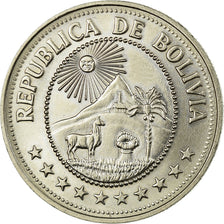Moneda, Bolivia, 5 Pesos Bolivianos, 1980, EBC, Níquel recubierto de acero