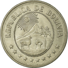 Munten, Bolivia, 5 Pesos Bolivianos, 1976, ZF, Nickel Clad Steel, KM:197