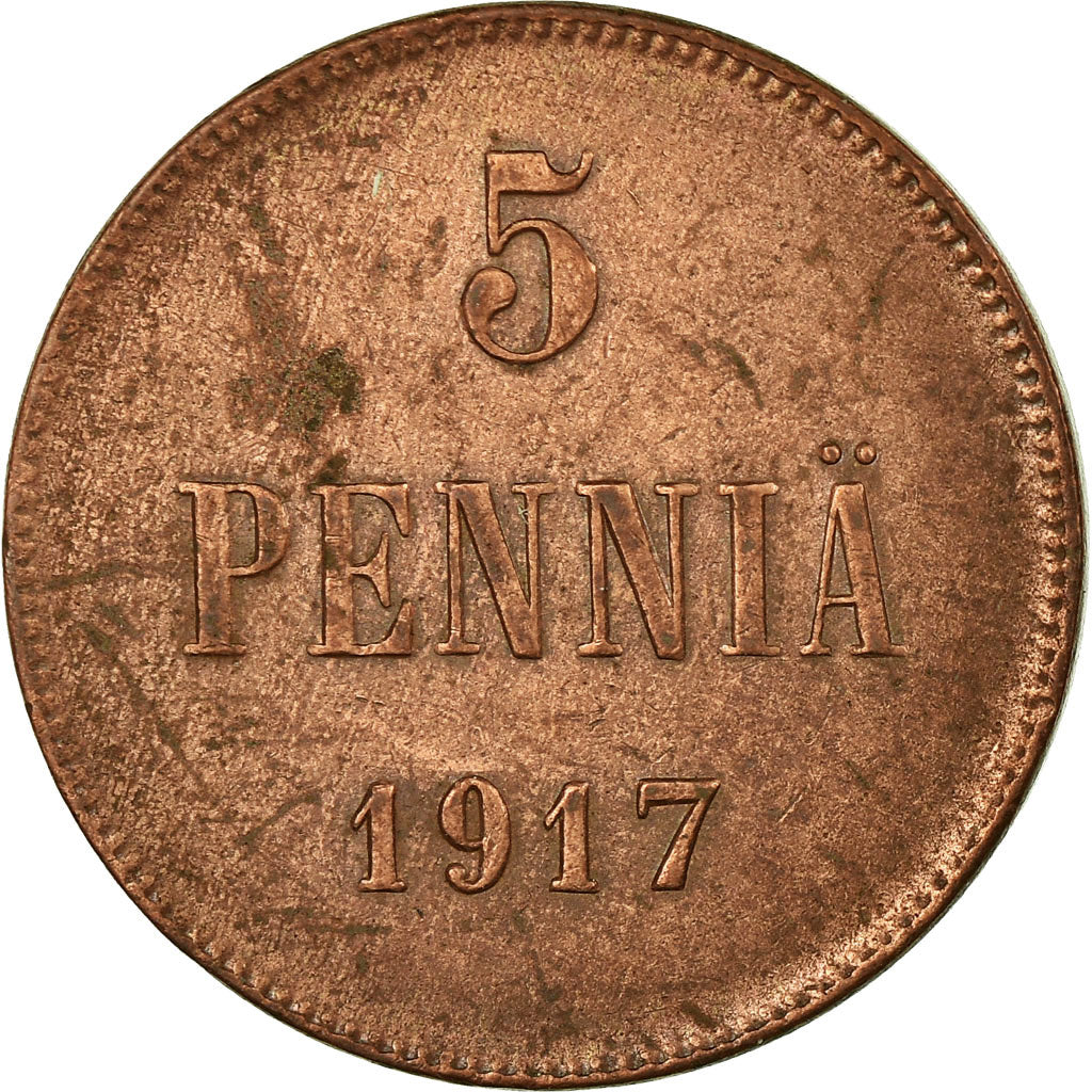 Coin, Finland, Nicholas II, 5 Pennia, 1917, EF(40-45), Copper, KM:17