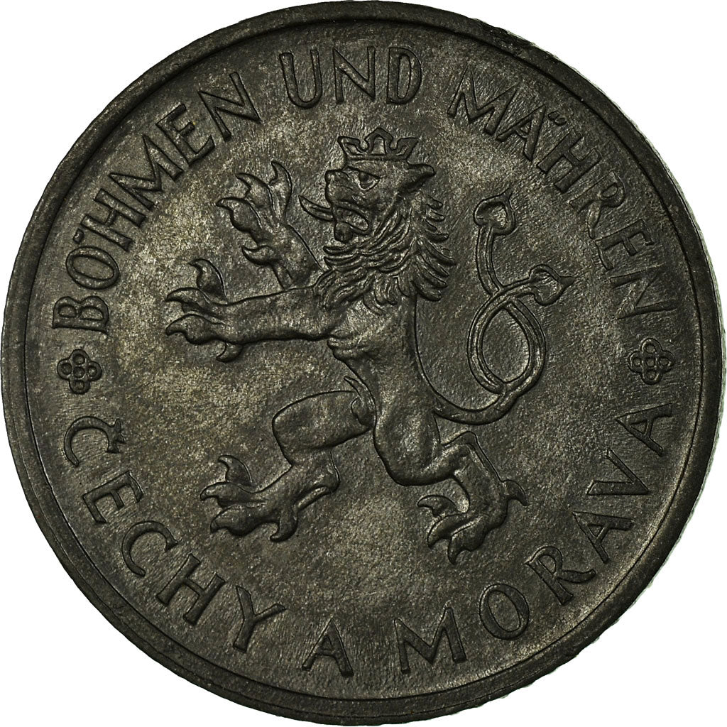 Coin, BOHEMIA & MORAVIA, Koruna, 1942, EF(40-45), Zinc, KM:4