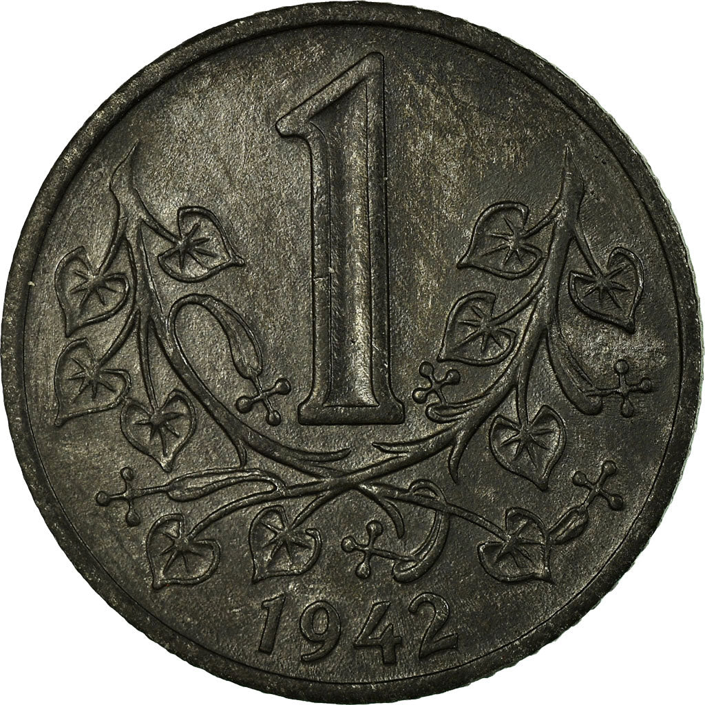 Coin, BOHEMIA & MORAVIA, Koruna, 1942, EF(40-45), Zinc, KM:4