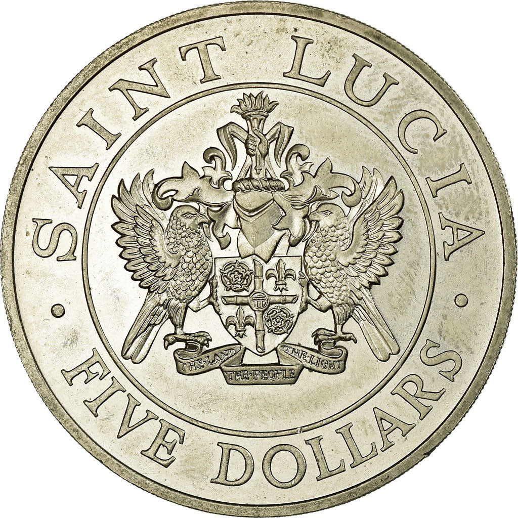 Coin, Saint Lucia, 5 Dollars, 1986, EF(40-45), Copper-nickel, KM:14