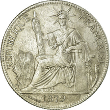 Moeda, COCHINCHINA FRANCESA, 20 Cents, 1879, Paris, AU(50-53), Prata, KM:5