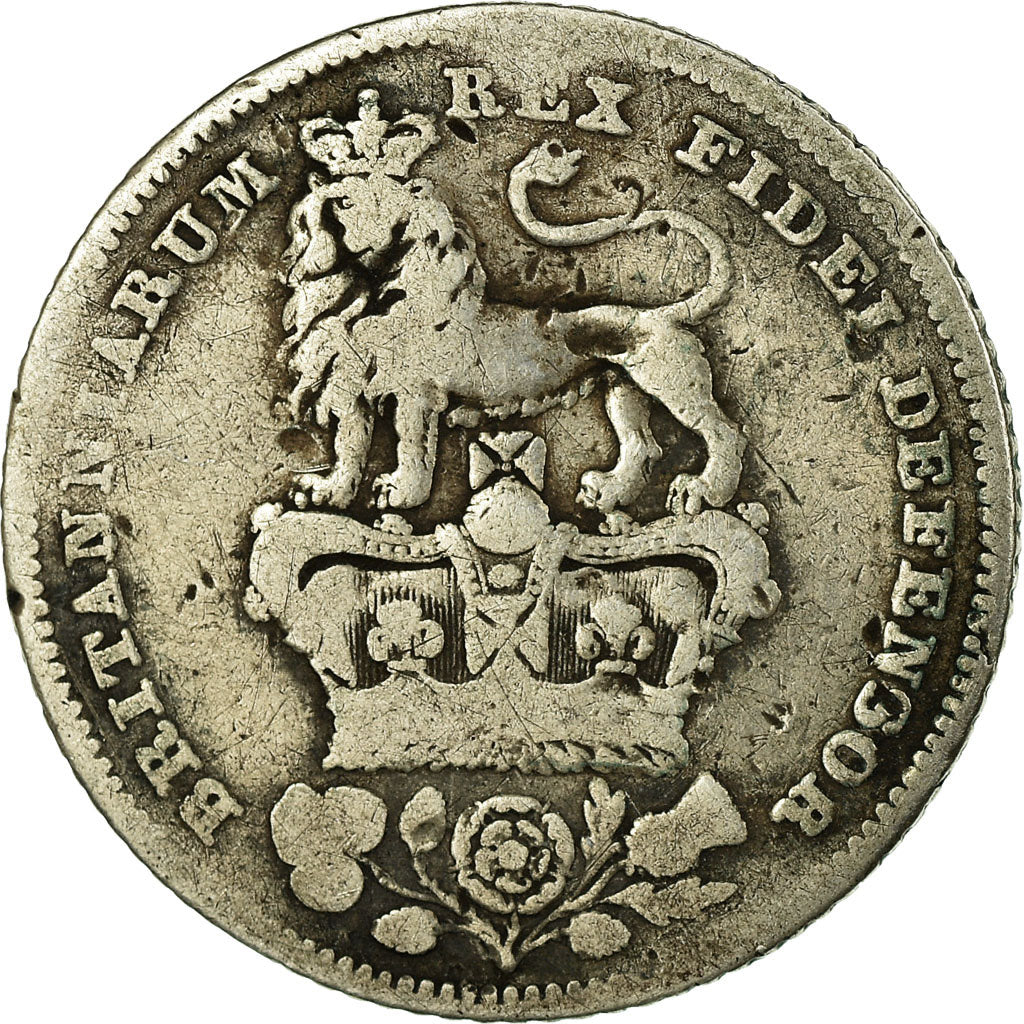 Coin, Great Britain, George IV, 6 Pence, 1826, VF(30-35), Silver, KM:698