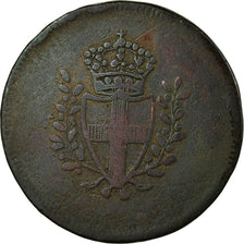 Coin, ITALIAN STATES, GENOA, Quattro (4) Denari, 1814, Genoa, VF(20-25), Copper