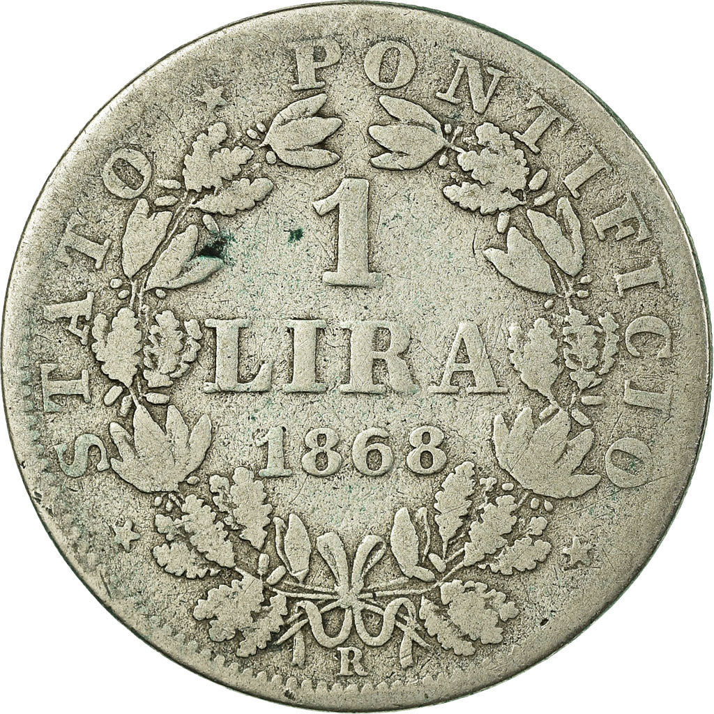 Coin, ITALIAN STATES, PAPAL STATES, Pius IX, Lira, 1866, Roma, VF(30-35)