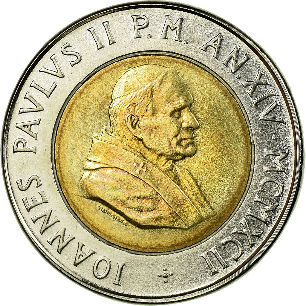 Münze, Vatikanstadt, John Paul II, 500 Lire, 1992, Roma, VZ, Bi-Metallic