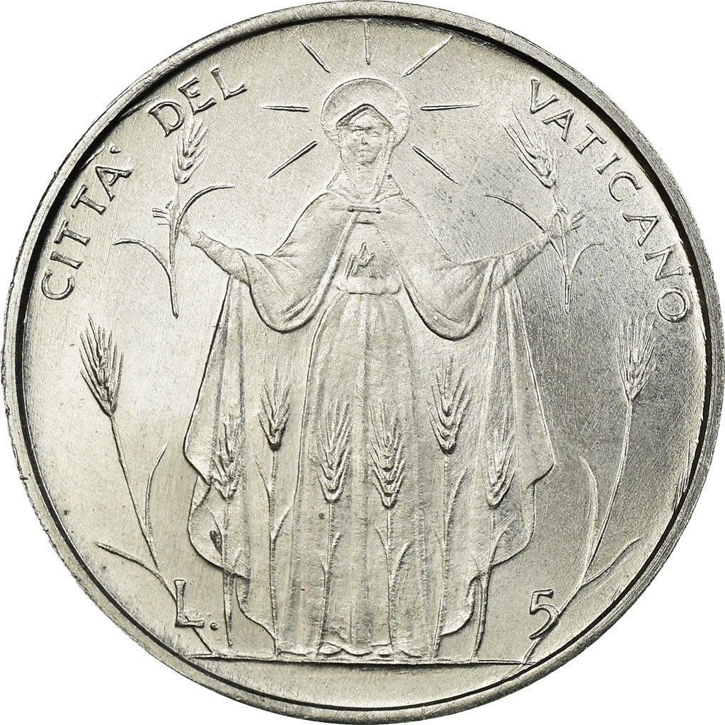 Münze, Vatikanstadt, Paul VI, 5 Lire, 1968, Roma, VZ, Aluminium, KM:102