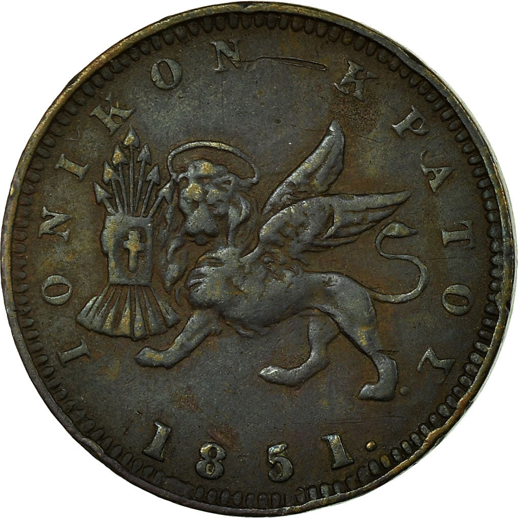 Coin, IONIAN ISLANDS, Lepton, 1851, VF(30-35), Copper, KM:34
