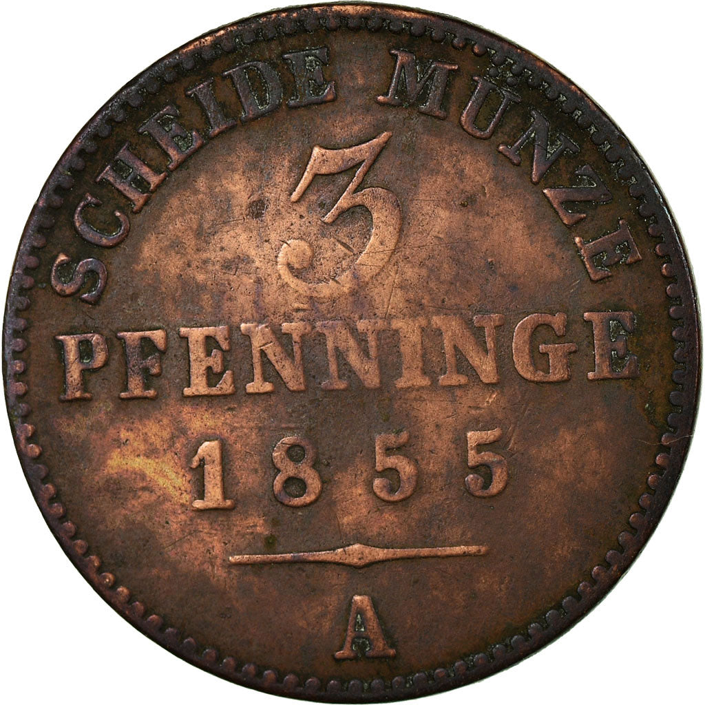 Coin, German States, PRUSSIA, Friedrich Wilhelm IV, 3 Pfennig, 1855, Berlin