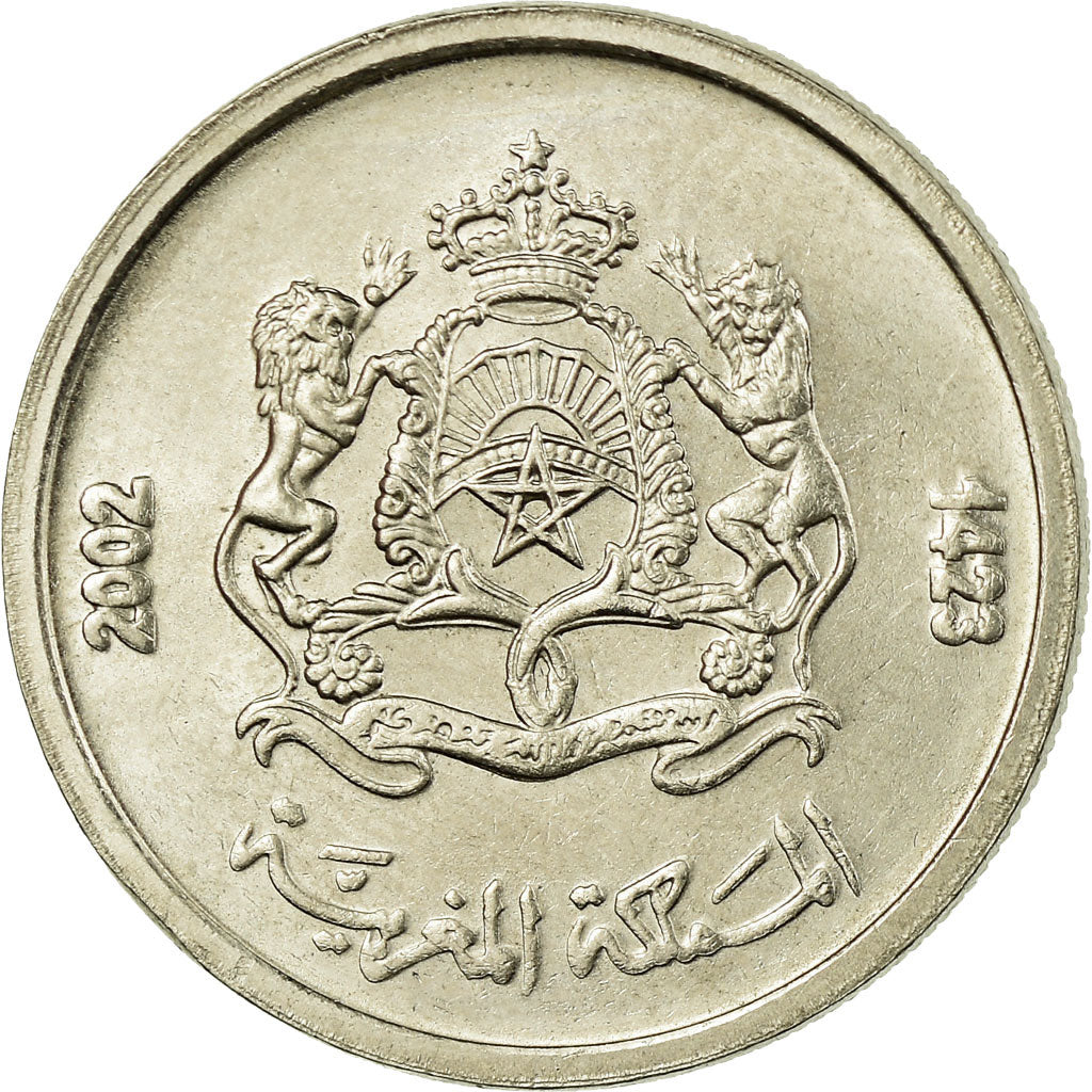 Coin, Morocco, Mohammed VI, 1/2 Dirham, 2002/AH1423, Paris, EF(40-45)