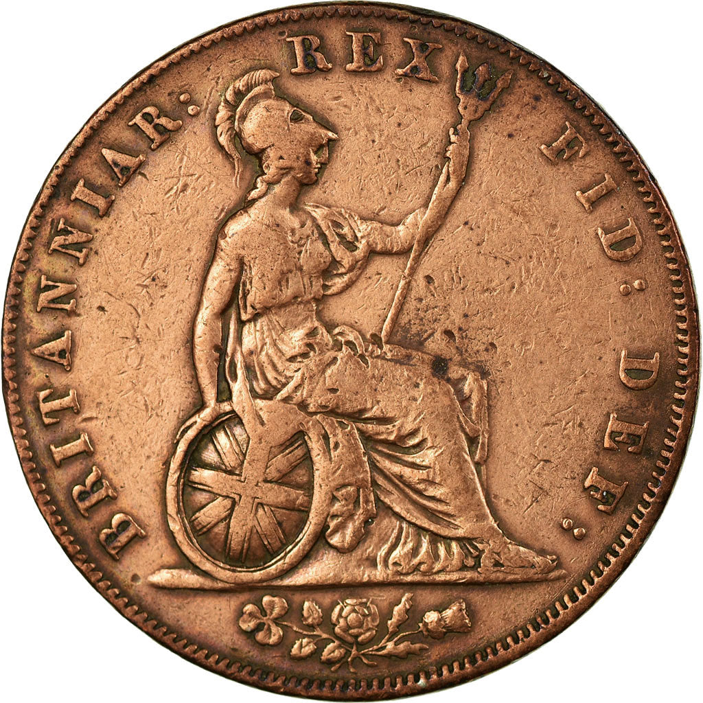 Coin, Great Britain, George IV, 1/2 Penny, 1827, EF(40-45), Copper, KM:692