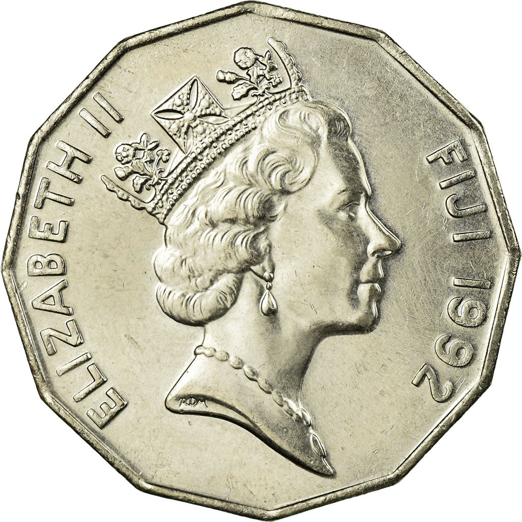 Munten, Fiji, Elizabeth II, 50 Cents, 1992, ZF, Nickel Bonded Steel, KM:54a
