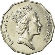 Munten, Fiji, Elizabeth II, 50 Cents, 1992, ZF, Nickel Bonded Steel, KM:54a