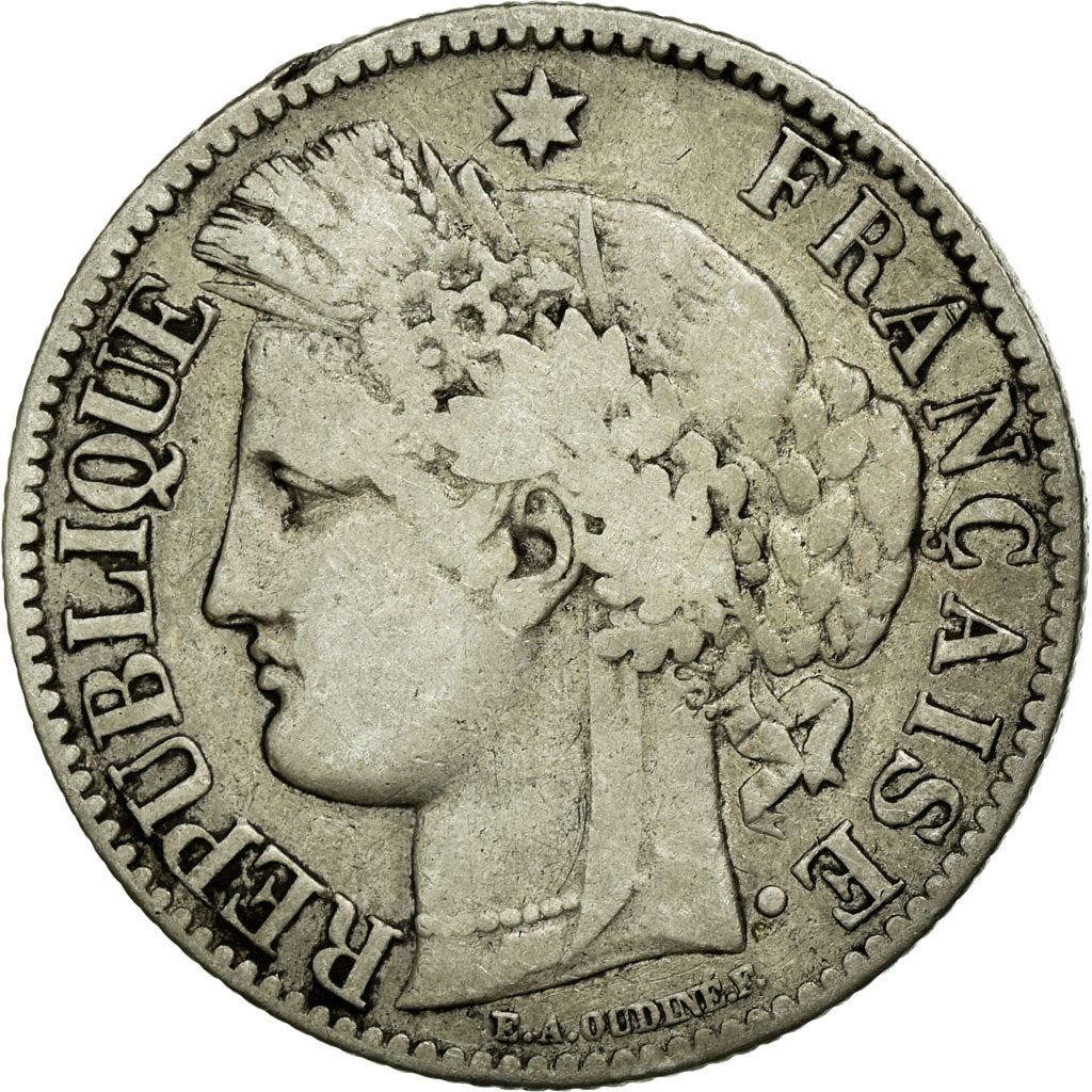 Coin, France, Cérès, 2 Francs, 1872, Paris, VF(20-25), Silver, KM:817.1