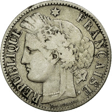 Moneda, Francia, Cérès, 2 Francs, 1872, Paris, BC+, Plata, KM:817.1