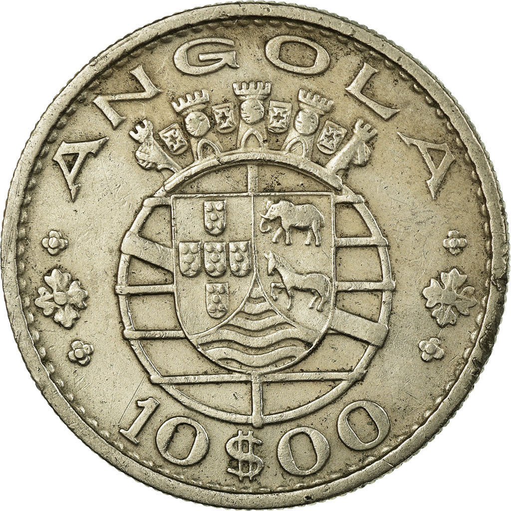 Moneda, Angola, 10 Escudos, 1969, MBC, Cobre - níquel, KM:79