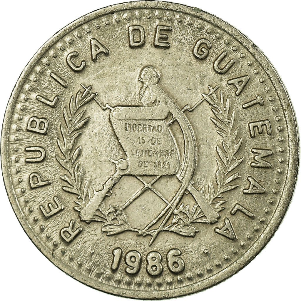 Coin, Guatemala, 5 Centavos, 1986, EF(40-45), Copper-nickel, KM:276.4
