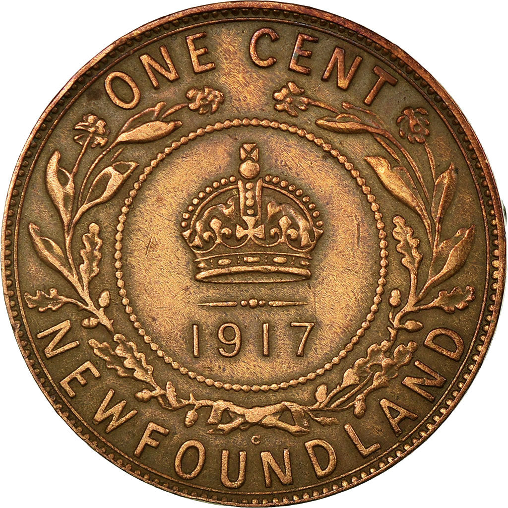 Coin, NEWFOUNDLAND, Large Cent, 1917, Royal Canadian Mint, EF(40-45), Bronze