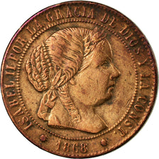 Coin, Spain, Isabel II, 1/2 Centimo, 1868, Madrid, EF(40-45), Copper, KM:632.1