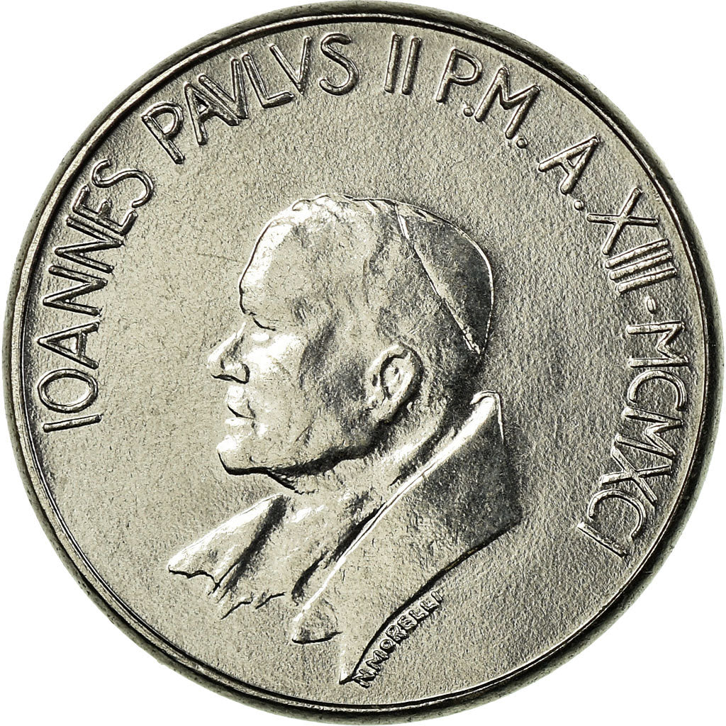 Coin, VATICAN CITY, John Paul II, 50 Lire, 1991, Roma, EF(40-45), Stainless